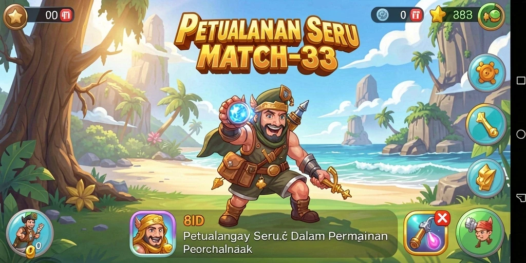 Tampilan gameplay seru dalam permainan Match-3 8ID.