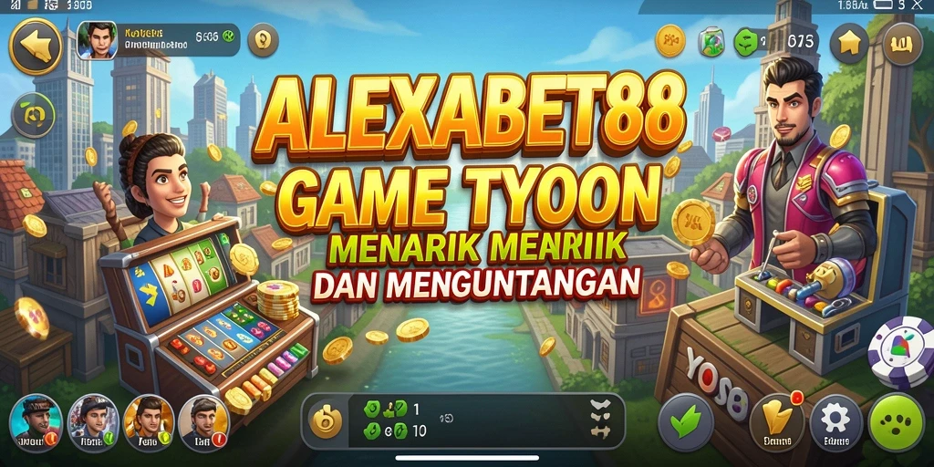 Tampilan gameplay ALEXABET88 yang menampilkan lingkungan bisnis yang dinamis.