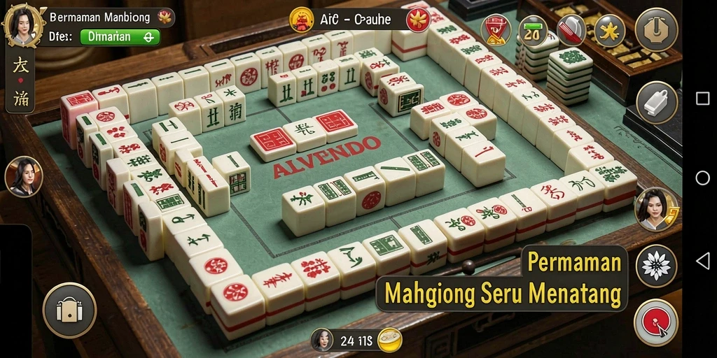 Screenshot gameplay ALVENDO menampilkan aksi seru permainan Mahjong.