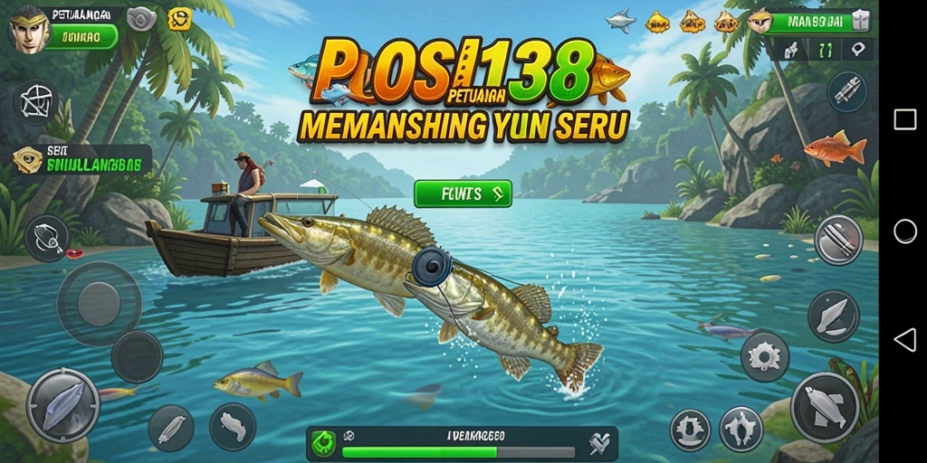 Tampilan permainan <strong>BOS138</strong> yang mendebarkan saat memancing ikan.