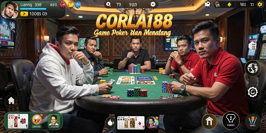 Tampilan gameplay Poker yang seru dan mendebarkan di CORLA188.