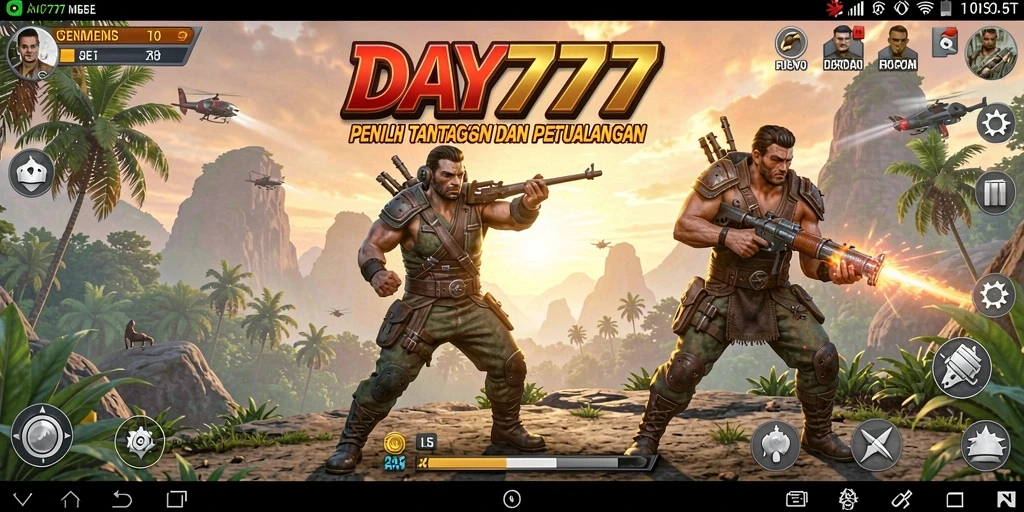 Tangkapan layar gameplay menunjukkan aksi mendebarkan di DAY777.