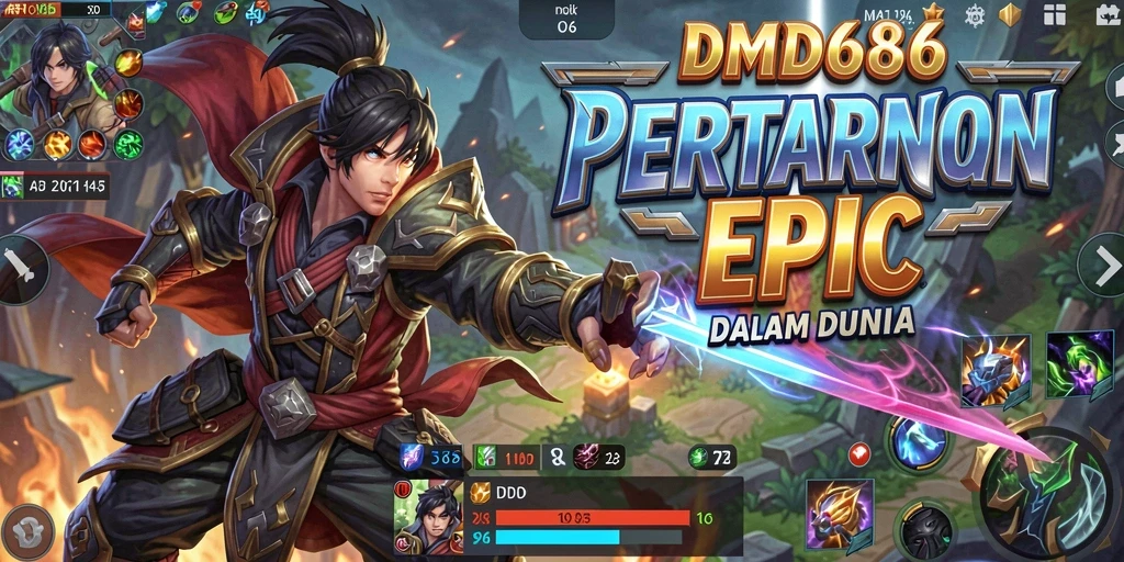 Gameplay DMD686 yang mendebarkan dan strategis dalam pertempuran MOBA.