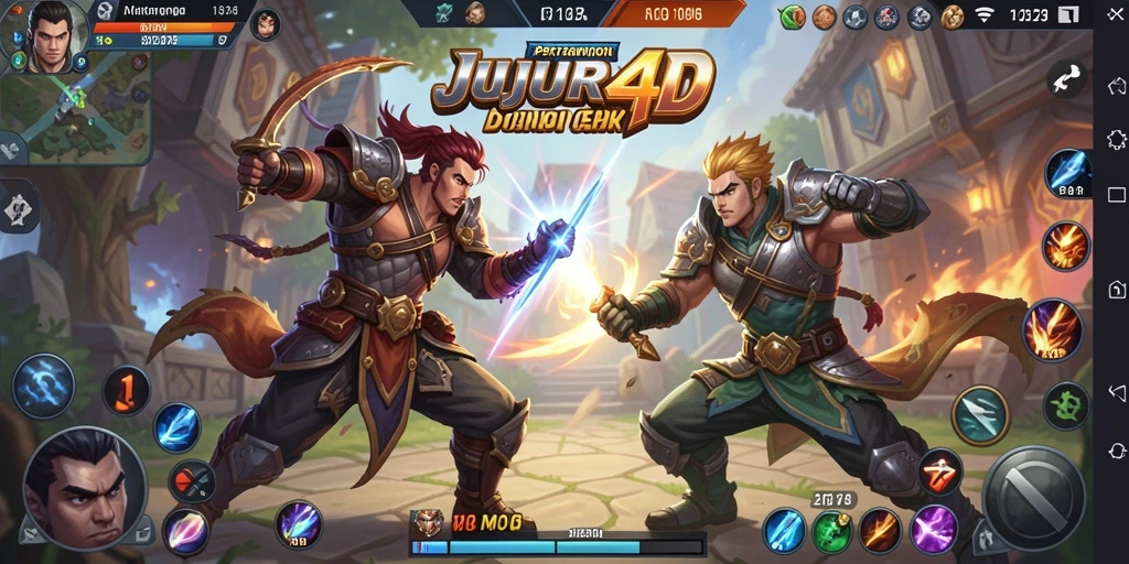Gameplay seru MOBA di JUJUR4D dengan karakter menarik.