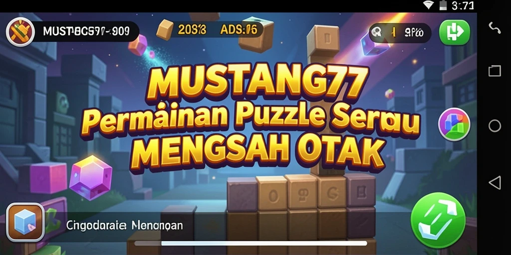 Screenshot gameplay MUSTANG77 menampilkan tantangan puzzle yang menarik.