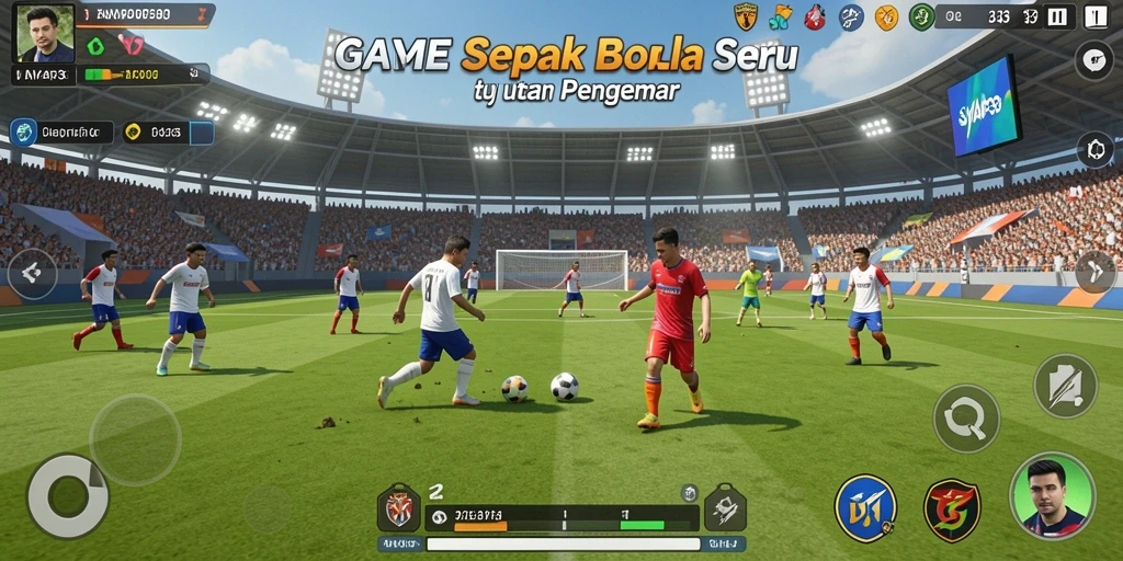 Tampilan gameplay dinamis dalam <strong>SAYAP33</strong> yang menampilkan aksi sepak bola mendebarkan.