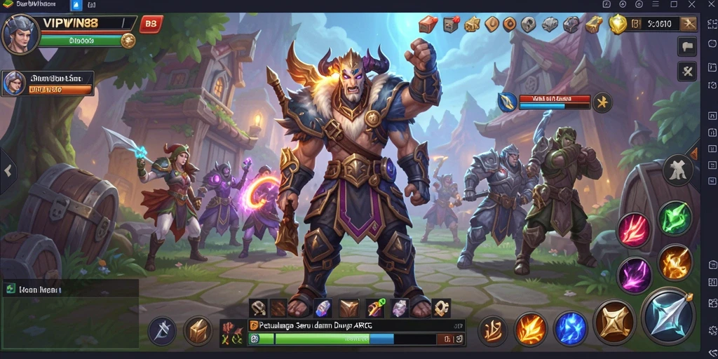 Screenshot gameplay ARPG yang menampilkan pertarungan epik dan karakter beragam.