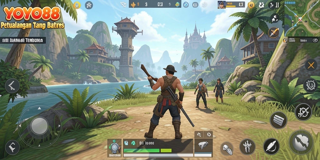 Tangkapan layar dari gameplay <strong>YOYO88</strong> yang menunjukkan petualangan di dunia terbuka.